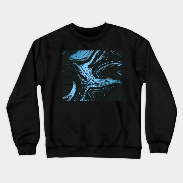 Blue and Black Marble Crewneck Sweatshirt by timegraf